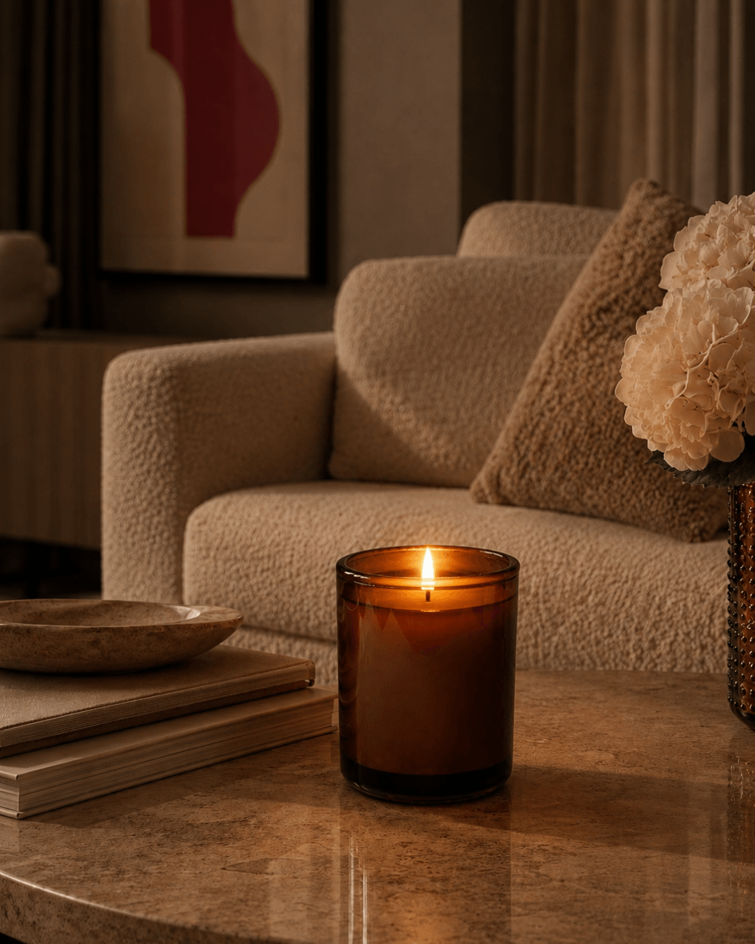 Luxury scented candle inspired by Cyprus, handcrafted for a refined home atmosphere