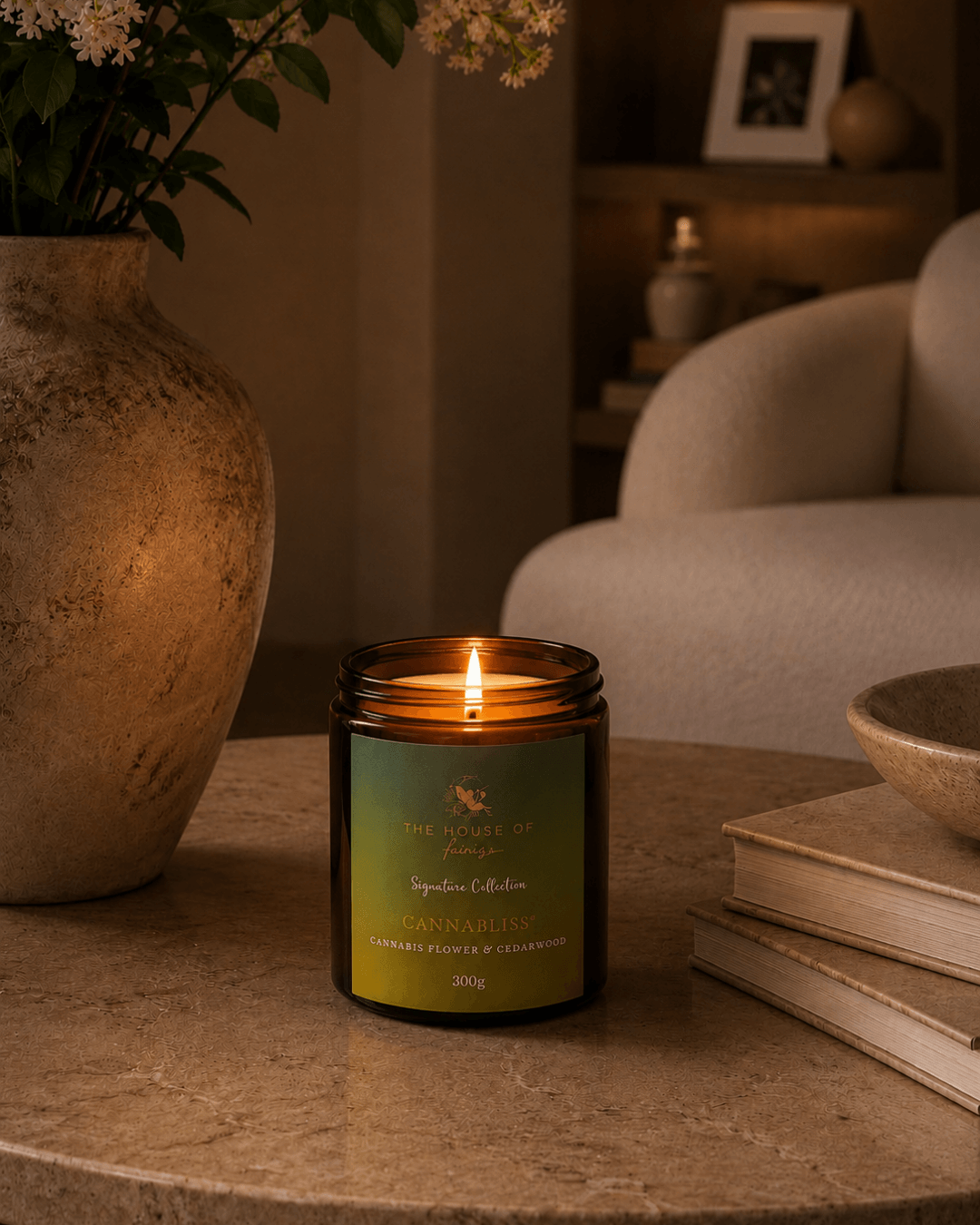 Luxury scented candle inspired by Cyprus, handcrafted for a refined home atmosphere